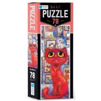 Blue Focus Red Cat Puzzle 78 Parça