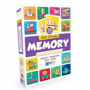 Blue Focus Akıl Oyunu Memory Taşıtlar Eşleştirme Kartı 34 Parça