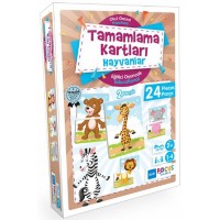 Blue Focus Tamamlama Kartları Hayvanlar Eğitici Oyunlar 24 Parça
