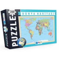 Blue Focus Dünya Haritası Puzzle 200 Parça