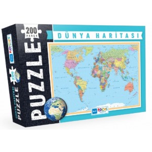 Blue Focus Dünya Haritası Puzzle 200 Parça