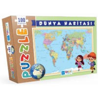 Blue Focus Dünya Haritası Puzzle 100 Parça