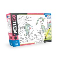 Blue Focus Colorıng Puzzle Cute Unıcorn Sevimli Tek Boynuzlu At 50 Parça