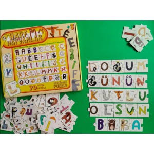 Harf Hayvanlar Puzzle Büyük Kutu