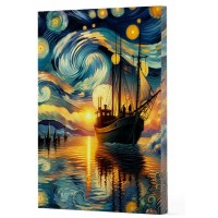 Van Gogh 2 Gemi Çizgili Yan Boyamalı Defter