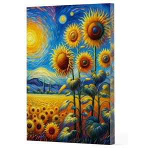 Van Gogh 4 Ayçiçekleri Çizgili Yan Boyamalı Defter
