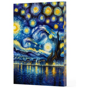 Van Gogh 7 Yıldızlı Gece Çizgili Yan Boyamalı Defter