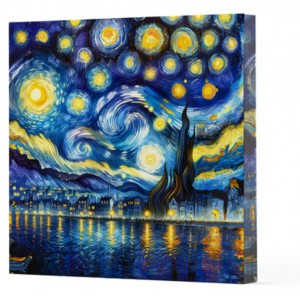 Van Gogh 7 Yıldızlı Gece Çizgisiz Yan Boyamalı Defter