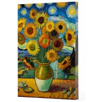 Van Gogh 10 Ayçiçekleri Çizgili Yan Boyamalı Defter