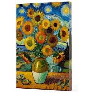 Van Gogh 10 Ayçiçekleri Çizgili Yan Boyamalı Defter