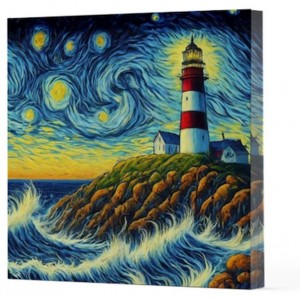 Van Gogh 8 Deniz Feneri Çizgisiz Yan Boyamalı Defter