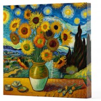 Van Gogh 10 Ayçiçekleri Çizgisiz Yan Boyamalı Defter