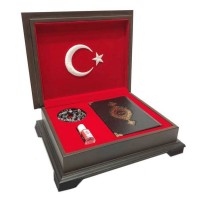 Ahşap Kutulu Kur'An Çanta Boy Ay Yıldız 0353