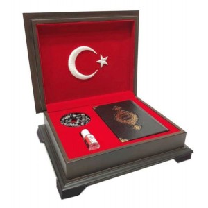 Ahşap Kutulu Kur'An Çanta Boy Ay Yıldız 0353
