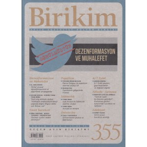Birikim Aylık Sosyalist Kültür Dergisi Sayı 355 Kasım 2018