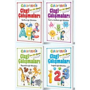 Çiz Sil Yapıştır Çıkartmalı Çizgi Çalışmaları Seti