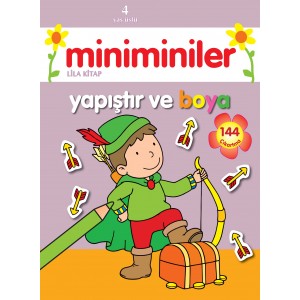 Miniminiler Yapıştır ve Boya Lila Kitap