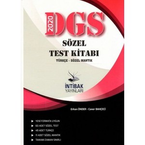 İnitbak 2020 DGS Sözel Test Kitabı Türkçe Sözel Mantık Yeni